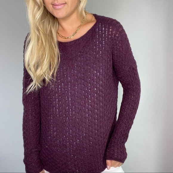 Vince Purple Cable Knit Alpaca and Wool Blend Sweater - Picture 4 of 9